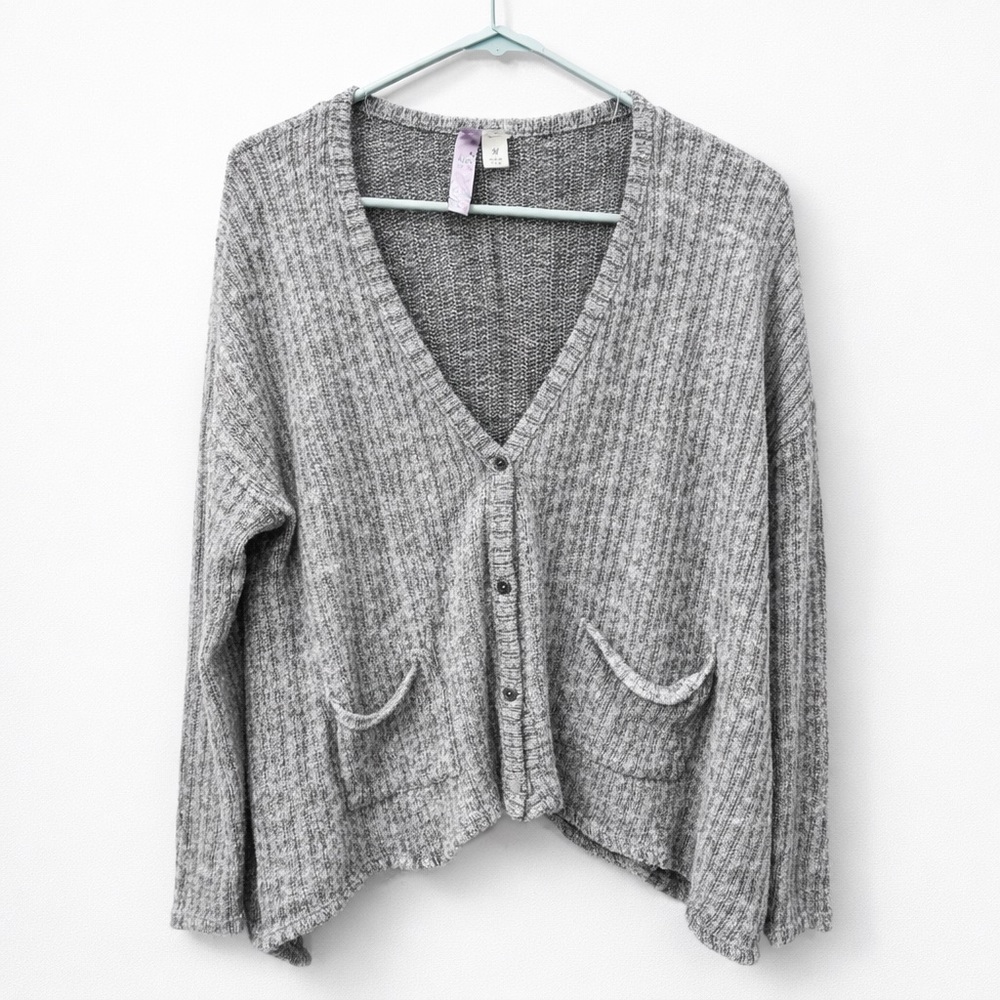 Alya Medium Gray soft lightweight oversized Knit Cardigan Sweater